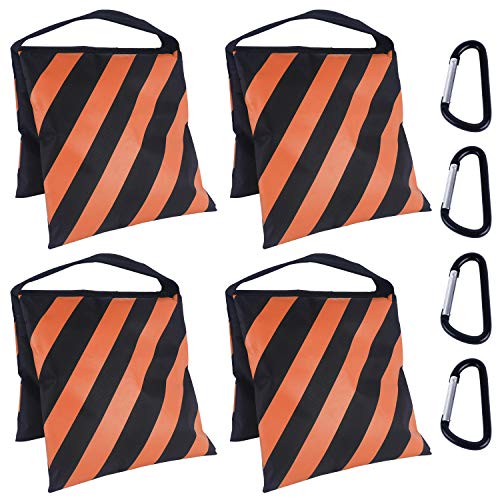 ABCCANOPY Sandbag Saddlebag Design 4 Weight Bags for Photo Video Studio Stand, Backyard,Outdoor Patio,Sports(Orange)