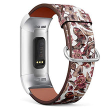 Load image into Gallery viewer, Replacement Leather Strap Printing Wristbands Compatible with Fitbit Charge 3 / Charge 3 SE - Oriental Koi Fish Floral Pattern
