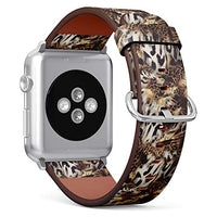 S-Type iWatch Leather Strap Printing Wristbands for Apple Watch 4/3/2/1 Sport Series (38mm) - Beautiful Leopard Skin Pattern