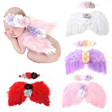 Load image into Gallery viewer, WZT 4 Sets Feather Angel Wings Rhinestone Headband Set Baby Chiffon Flower Headband Hair Accessories Newborn Photo Prop Costume
