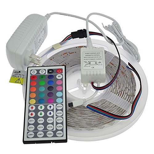 LEDwholesalers 12-Volt RGB Color-Changing Kit with Controller and IR Remote, Power Supply, and LED Strip with Water-Resistant Silicone-Gel Coating, 2038RGB-R2+3369+3208