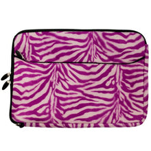 Load image into Gallery viewer, Magenta Zebra Print Fur Sleeve Cover Polyester Fur Design Cover Sleeve Carrying Case with Front Accessory Pocket, Fits Anywhere, for Asus ASUSPRO Business Advanced B53S 15.6 inch Laptop

