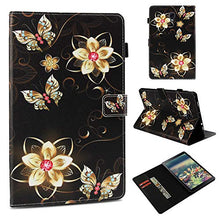 Load image into Gallery viewer, Folice Samsung Galaxy Tab A 10.5 Inch 2018 Case, Premium PU Smart Folio Cover with Auto Sleep/Wake Feature Stand Wallet Case for Samsung Galaxy Tab A 10.5 SM-T590 / SM-T595 (Golden Flower Butterfly)
