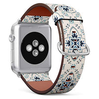 S-Type iWatch Leather Strap Printing Wristbands for Apple Watch 4/3/2/1 Sport Series (38mm) - Paisey Damask Pattern