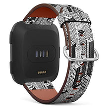 Load image into Gallery viewer, Replacement Leather Strap Printing Wristbands Compatible with Fitbit Versa - BW Skyscraper City Pattern
