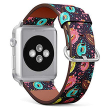 Load image into Gallery viewer, Compatible with Big Apple Watch 42mm, 44mm, 45mm (All Series) Leather Watch Wrist Band Strap Bracelet with Adapters (Donuts Pink Chocolate Lemon Blue)

