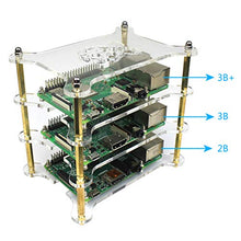Load image into Gallery viewer, 4 Layers Clear Stackable Case for Raspberry Pi 4 Model B, Pi 3 B+ , Pi 3b Case with Heatsink

