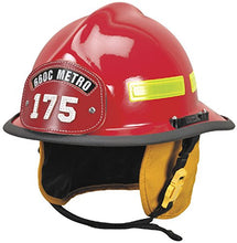 Load image into Gallery viewer, MSA 660CFSR Cairns 660C Metro, Red, 4 Faceshield, Standard Flannel Liner, Nomex Earlap, Nomex Chinstrap W/Quick Release &amp; Postman Slide, Lime/Yellow Reflexite, bar
