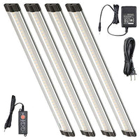 Lightkiwi E7574 Dimmable LED Under Cabinet Lighting 4 Panel Kit, 12 Inches Each, Warm White (3000K), 12 Watt, 24VDC, Dimmer Switch & All Accessories Included, Low Profile, Aluminum Body, UL Listed