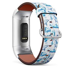 Load image into Gallery viewer, Replacement Leather Strap Printing Wristbands Compatible with Fitbit Charge 3 / Charge 3 SE - Watercolor dplphins Pattern
