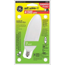 Load image into Gallery viewer, GE 85388 Energy Smart 9W Decorator Candelabra Base Light Bulb, 1-pk
