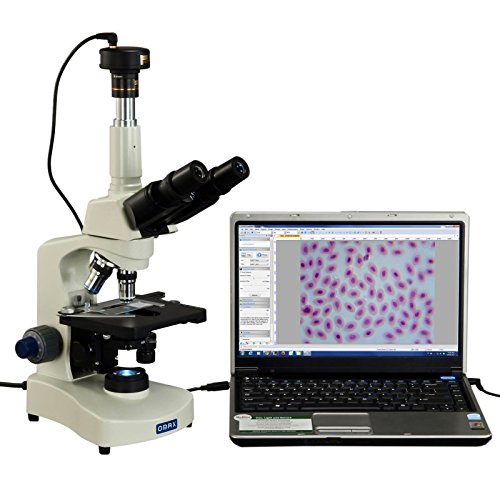 OMAX 40X-2000X Trinocular Phase Contrast Compound Microscope with Interchangable Phase Contrast Kit and 1.3MP USB Camera
