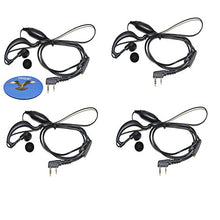 Load image into Gallery viewer, HQRP 4-Pack G Shape 2 Pin Earpiece Headset PTT Mic for Kenwood TH-K2 / TH-K2A / TH-K2E / TH-K2ET / TH-21 / TH-21AT / TH-21BT / TH-22 / TH-22A / TH-22AT / TH-22E / TH-25 / TH-26 + HQRP Coaster
