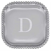 The original PEARLED 10in SQUARE PLATTER Engraved -D- by Mariposa -