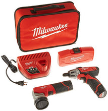 Load image into Gallery viewer, MILWAUKEE ELEC TOOL 2482-22 M12 12V Cordless Lithium-Ion 2 Tool Combo Kit with Bit Set
