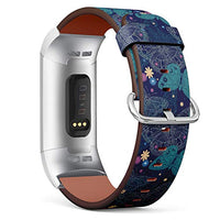 Replacement Leather Strap Printing Wristbands Compatible with Fitbit Charge 3 / Charge 3 SE - Beautiful Butterflies Pattern