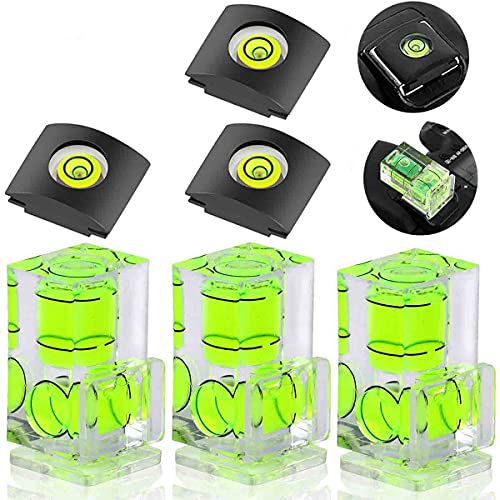 6 Pack Hot Shoe Level, Hot Shoe Bubble Level Camera Hot Shoe Cover 2 Axis Bubble Spirit Level for DSLR Film Camera Canon Nikon Olympus,Combo Pack - 2 Axis and 1 Axis