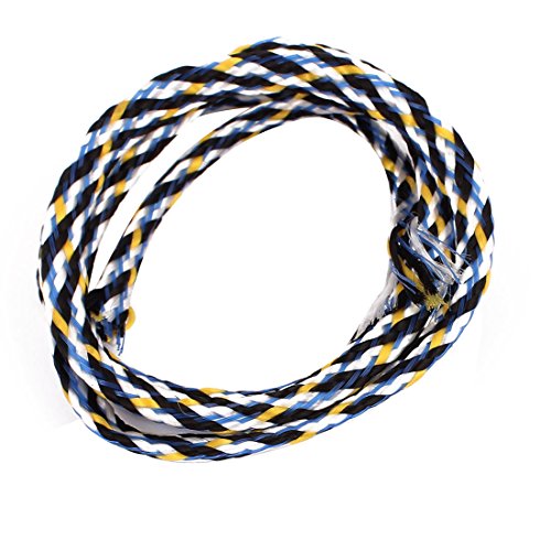 Aexit 4mm PET Tube Fittings Cable Wire Wrap Expandable Braided Sleeving Blue Yellow Microbore Tubing Connectors 50cm Length