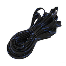 Load image into Gallery viewer, Aexit 14mm Dia Tube Fittings Tight Braided PET Expandable Sleeving Cable Wrap Sheath Black Microbore Tubing Connectors Blue 32ft
