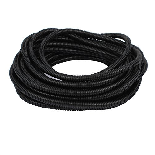 Aexit 12.8Meter 13mm Cord Management Dia Plastic Corrugated Tube Electric Conduit Cable Raceways Pipe Black