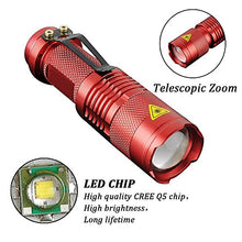 Load image into Gallery viewer, 6 Pack,Pocketman 7W 300LM SK-68 3 Modes Mini Cree Red Q5 LED Tactical Flashlight
