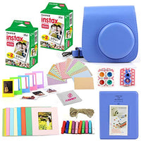 Fuji Instax Mini Instant Film Two Twin Packs (40 Sheets) + Protective Case + 40 Sticker Frames + Picture Frames + Photo Album + Microfiber Cleaning Cloth + More Accessories (Cobalt Blue)