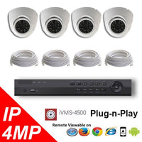4CH NVR PoE 4K OEM Hikvision LTS Security Surveillance 4MP IP Camera Kit Package 100FT Cable