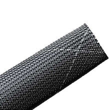 Load image into Gallery viewer, HellermannTyton 170-03020 Fray Resistant Flame Retardant Expandable Braided Sleeving, 1.25&quot; Dia, Black, 50.0 ft/Standard Reel
