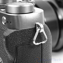 Load image into Gallery viewer, Foto&amp;Tech Extra Thick Extra Durable 100% Stainless Steel 4PCS Lug Ring Camera Strap Triangle Split Ring Hook Compatible with Fujifilm Lecia Nikon Canon Sony Olympus Pentax Panasonic SLR RF Mirrorless
