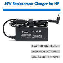 Load image into Gallery viewer, 45W 19.5V 2.31A Laptop Charger Adapter for HP Stream 13-C 11-D 11-Y Series 13-c110nr 13-c002dx 13-c010nr 13-c120nr 11-d010nr 11-d020nr 11-d010wm 11-d011wm 11-y020nr 11-y012nr 11-y010nr Power Supply
