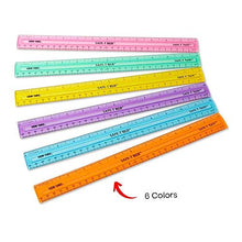 Load image into Gallery viewer, hand2mind 12 inch Multicolored, Transparent, Semiflexible Safe-T Plastic Rulers, Rainbow Plastic Rulers, Safety Ruler for Measurement, Safety Kids School Supplies, Straight Rulers (Pack of 24)
