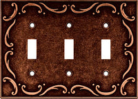Brainerd 64279 Traditional French Lace Triple Toggle Switch Wall Plate / Switch Plate / Cover, Sponged Copper