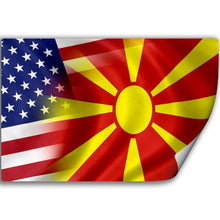 Load image into Gallery viewer, Sticker (Decal) with Flag of Macedonia and USA (Macedonian)

