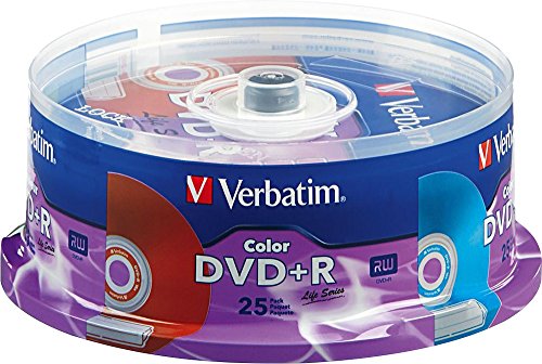 Verbatim Life Series DVD+R Spindle, Vibrant Color, Pack of 25