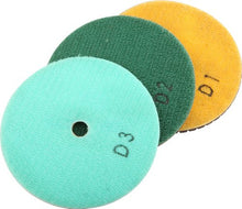 Load image into Gallery viewer, 4&quot; 3-Step Dry/Wet Diamond Polishing Pads Set of 3 PCS for Granite Polish/Concrete Polisher

