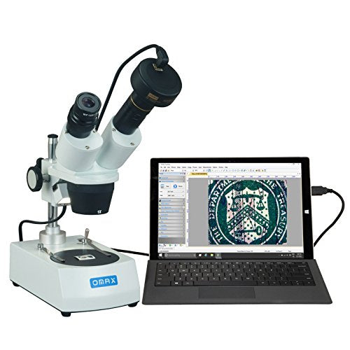 OMAX 10X-20X-30X-60X Binocular Stereo Microscope with Dual Lights and 5MP USB Camera