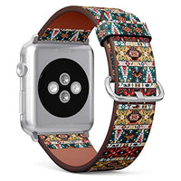 S-Type iWatch Leather Strap Printing Wristbands for Apple Watch 4/3/2/1 Sport Series (42mm) - Fancy Abstract Geometric Pattern in Tribal Style