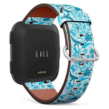 Load image into Gallery viewer, Replacement Leather Strap Printing Wristbands Compatible with Fitbit Versa - ?Ocean Underwater Whale, Dolphin, Turtle, Starfish, Crab, Octopus Pattern
