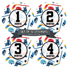 Load image into Gallery viewer, Baby Monthly Stickers - Monthly Milestone Stickers - Baby Month Stickers for Boy - Hockey Sports
