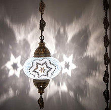 Load image into Gallery viewer, DEMMEX 2019 Swag Plug in Turkish Moroccan Mosaic Ceiling Hanging Light Lamp Chandelier Pendant Fixture Lantern, Hardwired OR Plug in with 15feet Cord &amp; Chain (PlugIn12)
