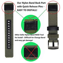 Load image into Gallery viewer, Olytop Compatible Ticwatch Pro Bands/Ticwatch S2 Band/Amazfit Stratos Band, 22mm Quick Release Premium Nylon with Leather Replacement Bands for Galaxy Watch 46mm Smartwatch - Army Green
