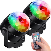 [2-Pack] Sound Activated Party Lights with Remote Control Dj Lighting, RBG Disco Ball Light, Strobe Lamp 7 Modes Stage Par Light for Home Room Dance Parties Bar Karaoke Xmas Wedding Show Club