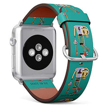 Load image into Gallery viewer, S-Type iWatch Leather Strap Printing Wristbands for Apple Watch 4/3/2/1 Sport Series (42mm) - Funny Skeleton Skater on Turquoise Background
