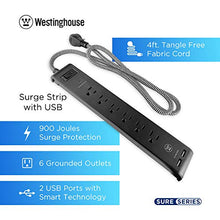 Load image into Gallery viewer, Westinghouse Featuring a Built in LED Indicator NCC96024 Sure Series Surge Strip USB, 4-Foot Cord (Black)
