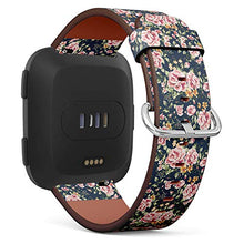 Load image into Gallery viewer, Replacement Leather Strap Printing Wristbands Compatible with Fitbit Versa - Vintage Floral Pattern on Navy Background
