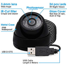 Load image into Gallery viewer, SVPRO Outdoor USB Camera 1080P Full HD Waterproof Night Vision Camera with Infrared LEDs CCTV Home Surveillance System 30/60/120fps OV2710 CMOS Dome Security USB Camera 3.6mm Lens IR-Cut Metal Housing
