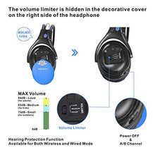 Load image into Gallery viewer, SIMOLIO Wireless IR Headphones with 3 Levels Volume Limiting, in Car IR Headphones with Audio Share, IR Wireless Headset for Headrest Car DVD, 2 Channel Foldable Car Headsets, Storage Bag and AUX Cord
