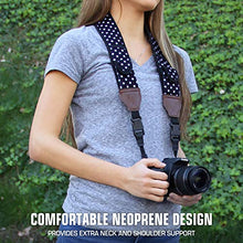Load image into Gallery viewer, USA GEAR TrueSHOT Camera Strap with Polka Dot Neoprene Pattern , Accessory Pockets and Quick Release Buckles - Compatible With Canon , Nikon , Sony and More DSLR , Mirrorless , Instant Cameras
