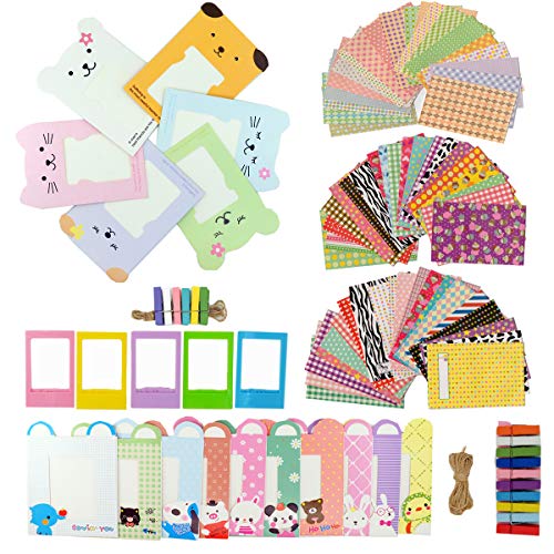 Ngaantyun 6 in 1 Accessories Bundle Kit for Fujifilm Instax Mini 9 Mini 8 Mini Liplay Camera (Pack of Stickers, Plastic Frame, Animal Ear Wall Hanging Frames, Clips with String)