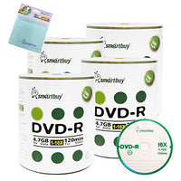 Smartbuy 400-disc 4.7GB/120min 16x DVD-R Logo Top Blank Media Record Disc + Free Micro Fiber Cloth
